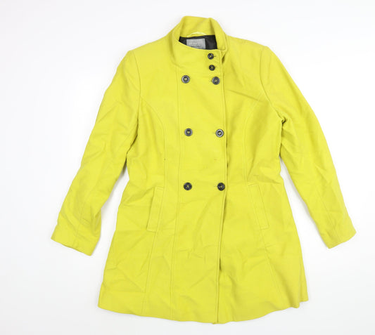 Per Una Womens Yellow Overcoat Coat Size 14 Button