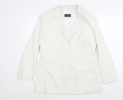 Marks and Spencer Womens Ivory Pinstripe Polyester Jacket Suit Jacket Size 16