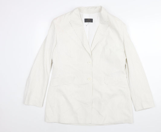 Marks and Spencer Womens Ivory Pinstripe Polyester Jacket Suit Jacket Size 16