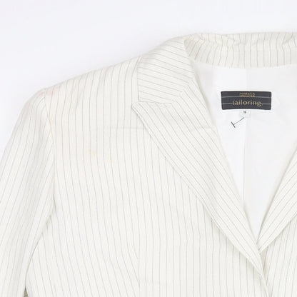 Marks and Spencer Womens Ivory Pinstripe Polyester Jacket Suit Jacket Size 16