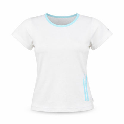 Lotto Womens White Polyester Basic T-Shirt Size 10 Round Neck Pullover - Stripe Detail