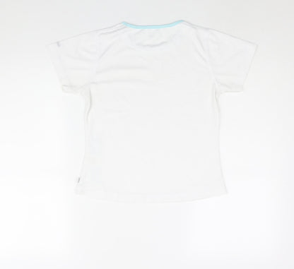 Lotto Womens White Polyester Basic T-Shirt Size 10 Round Neck Pullover - Stripe Detail