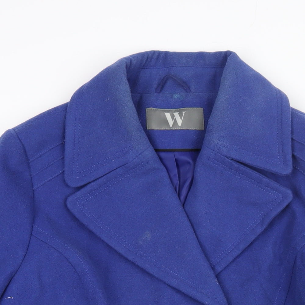BHS Womens Blue Pea Coat Coat Size 14 Button - Double Breasted