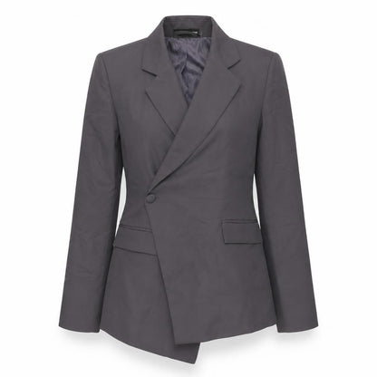 PRETTYLITTLETHING Womens Grey Jacket Blazer Size 4 Button - Asymmetric