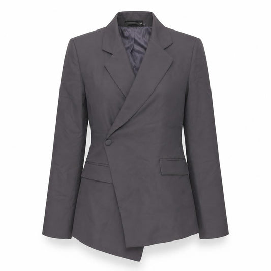 PRETTYLITTLETHING Womens Grey Jacket Blazer Size 4 Button - Asymmetric
