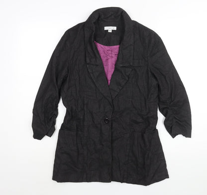 Liquid Womens Black Jacket Blazer Size S Button - Rouched Sleeve