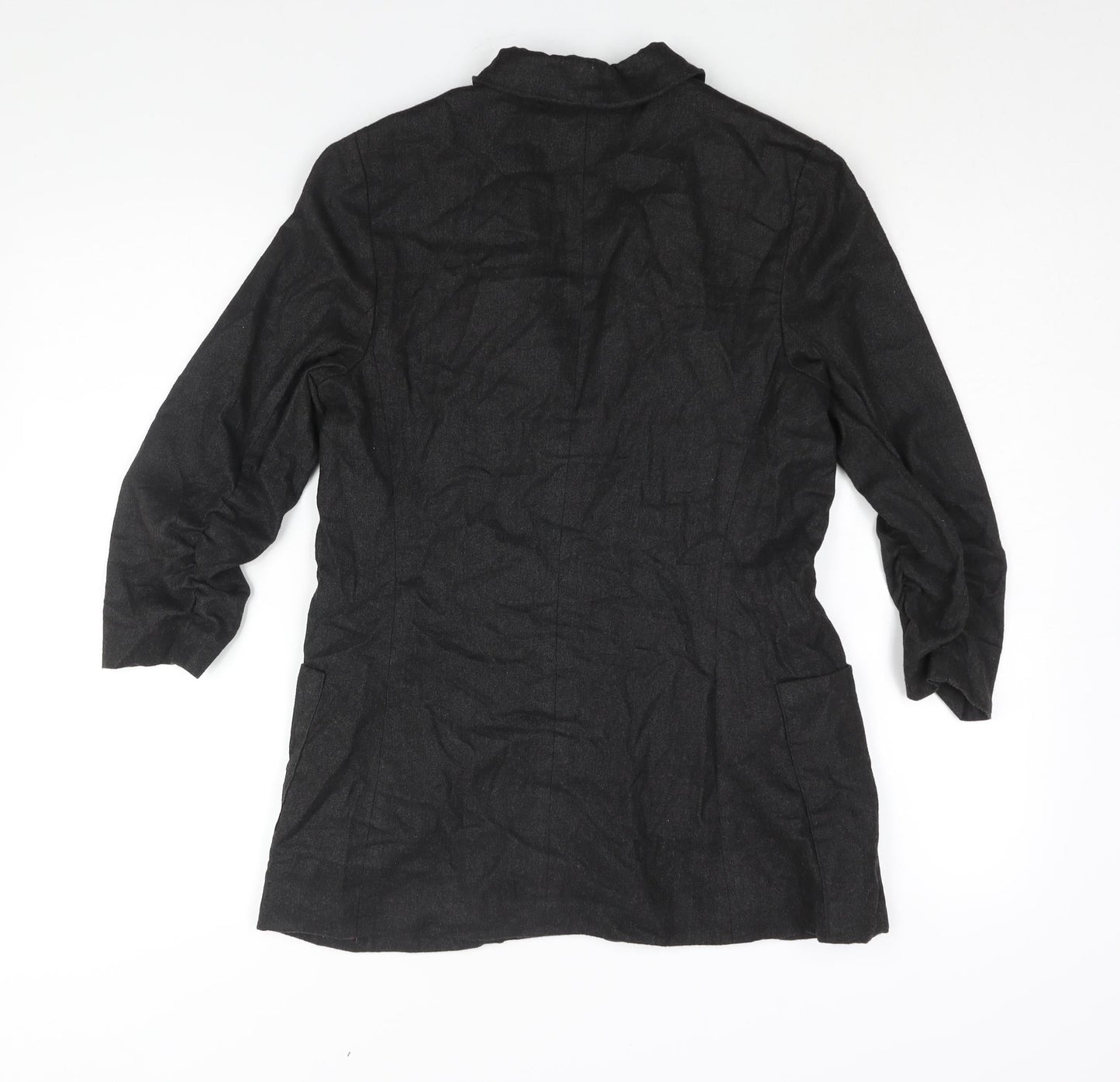 Liquid Womens Black Jacket Blazer Size S Button - Rouched Sleeve