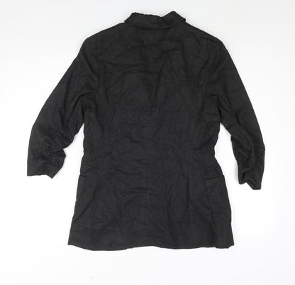 Liquid Womens Black Jacket Blazer Size S Button - Rouched Sleeve