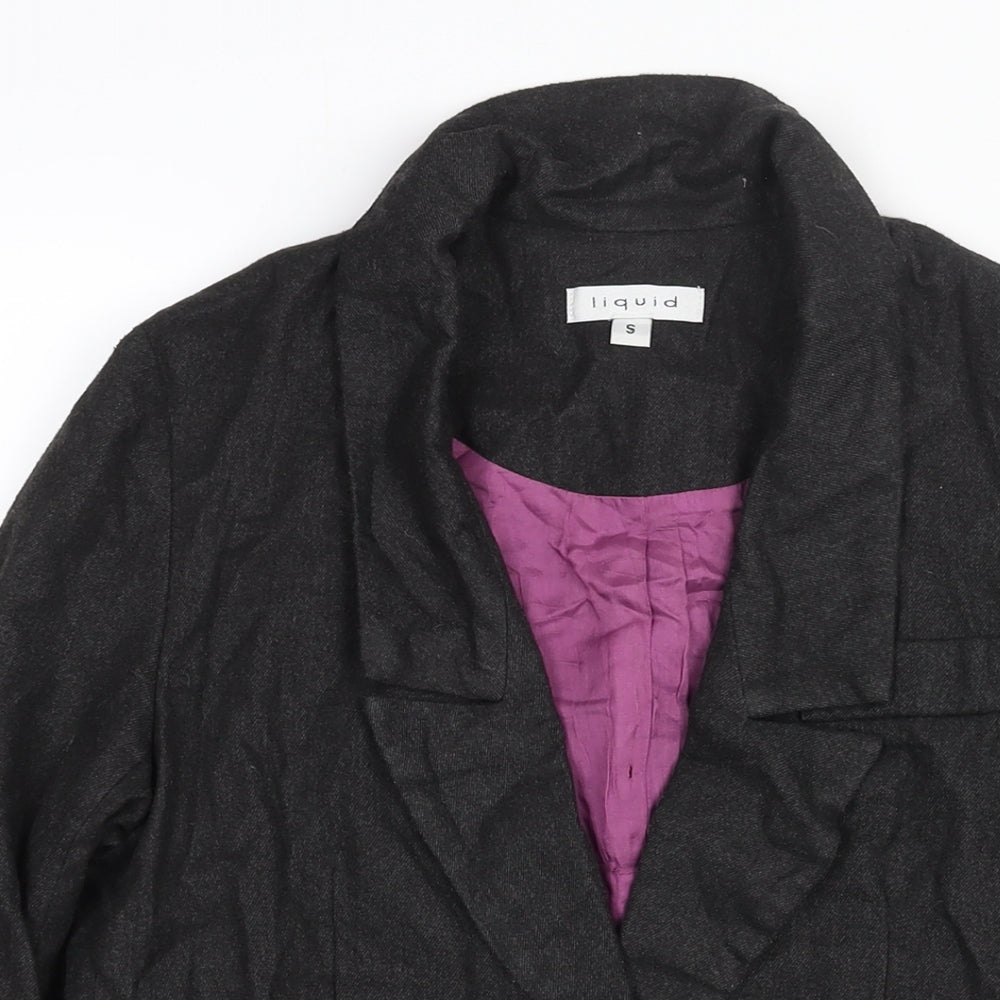 Liquid Womens Black Jacket Blazer Size S Button - Rouched Sleeve