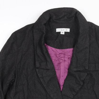 Liquid Womens Black Jacket Blazer Size S Button - Rouched Sleeve