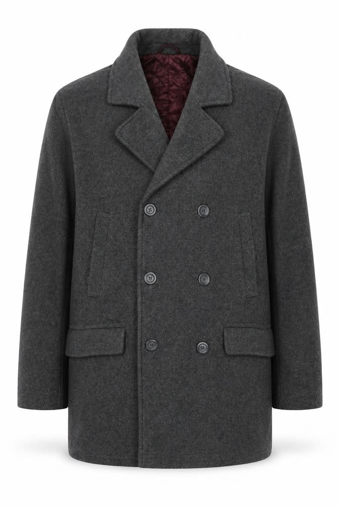 Mens UK Size L Cotton Traders Grey Pea Coat