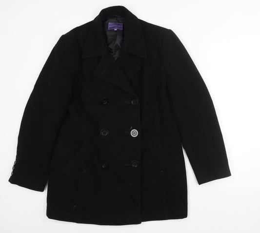Autonomy Womens Black Pea Coat Coat Size 14 Button