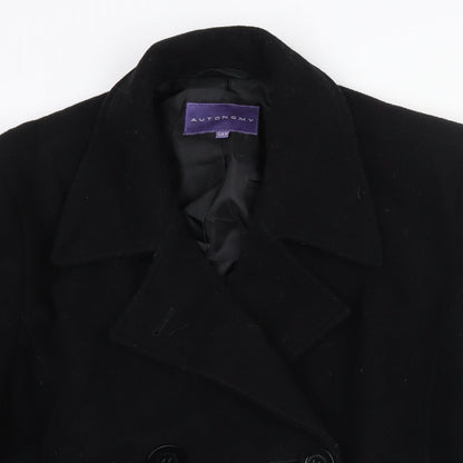 Autonomy Womens Black Pea Coat Coat Size 14 Button