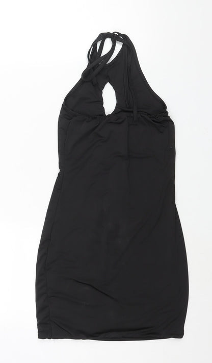 PRETTYLITTLETHING Womens Black Polyester Bodycon Size 6 Halter Tie - Cut Out