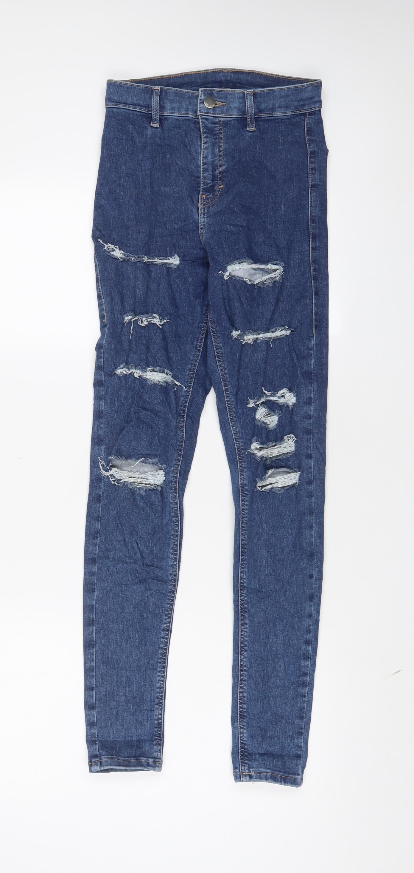 Topshop Womens Blue Cotton Skinny Jeans Size 26 in L32 in Regular Zip