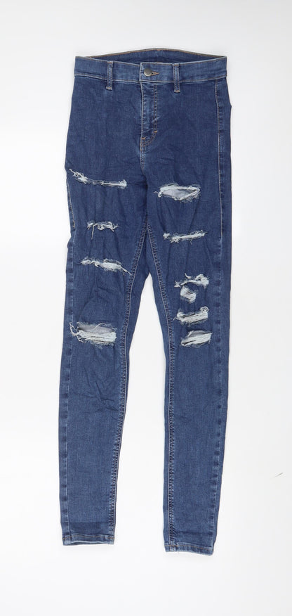 Topshop Womens Blue Cotton Skinny Jeans Size 26 in L32 in Regular Zip