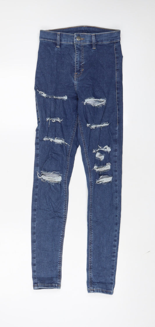 Topshop Womens Blue Cotton Skinny Jeans Size 26 in L32 in Regular Zip