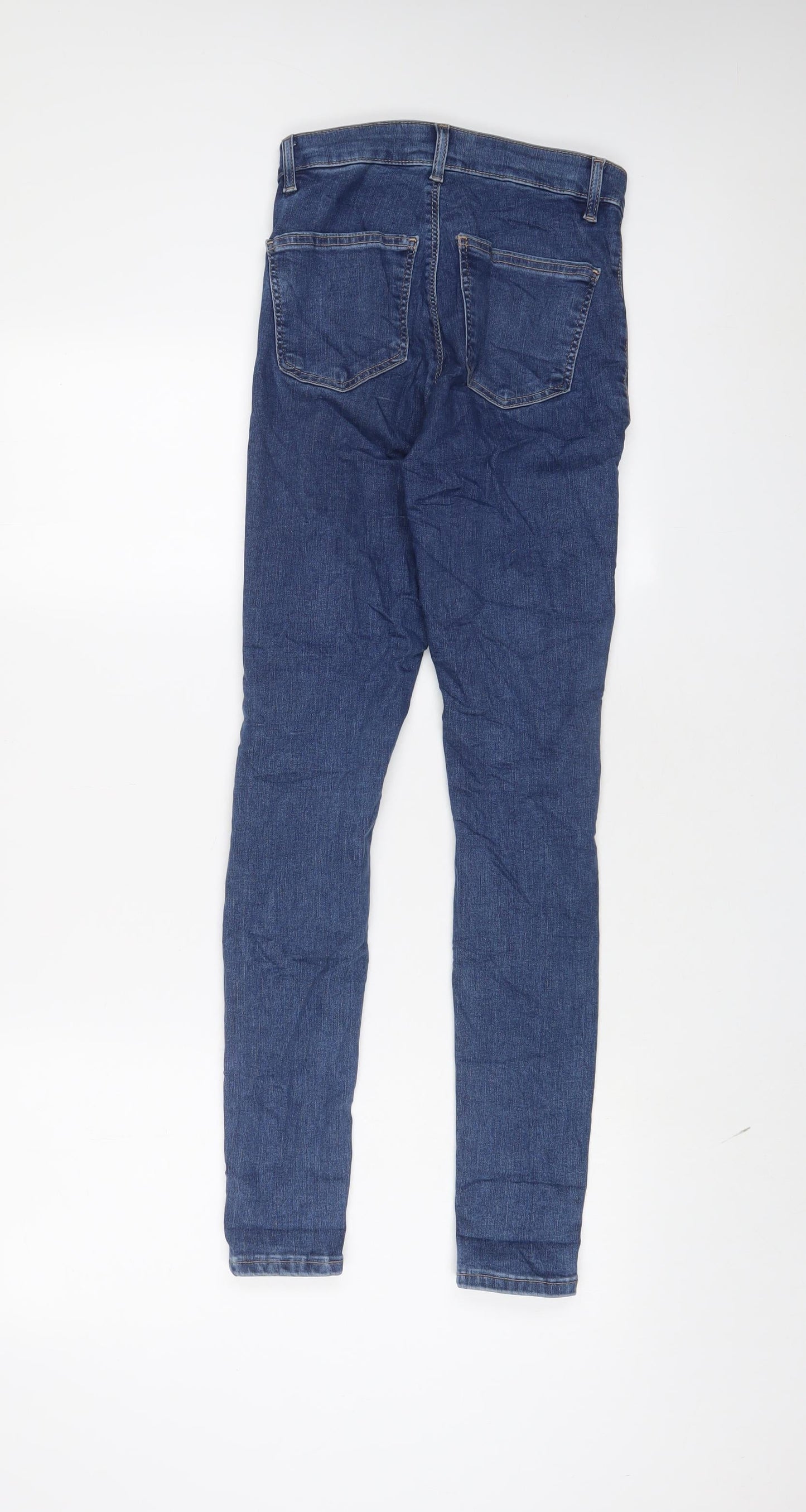 Topshop Womens Blue Cotton Skinny Jeans Size 26 in L32 in Regular Zip