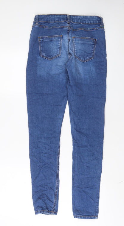 Dorothy Perkins Womens Blue Cotton Skinny Jeans Size 8 L31 in Regular Zip