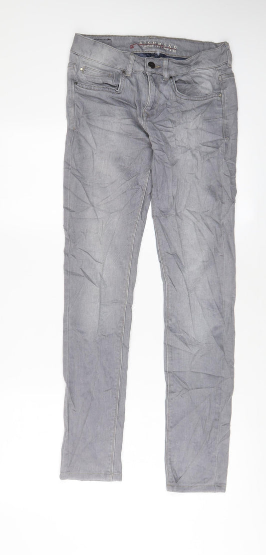 Mens UK Size 26 in Richmond Slim Fit Straight Grey Jeans