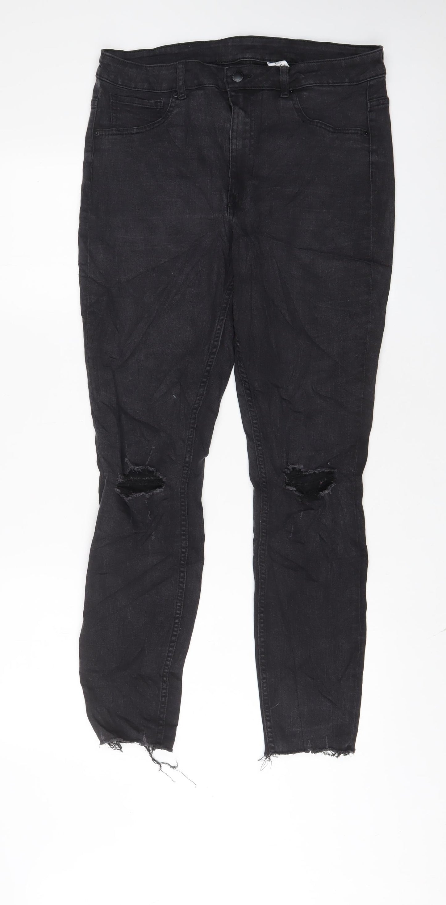 Womens UK Size 16 H&M Regular Fit Skinny Grey Jeans