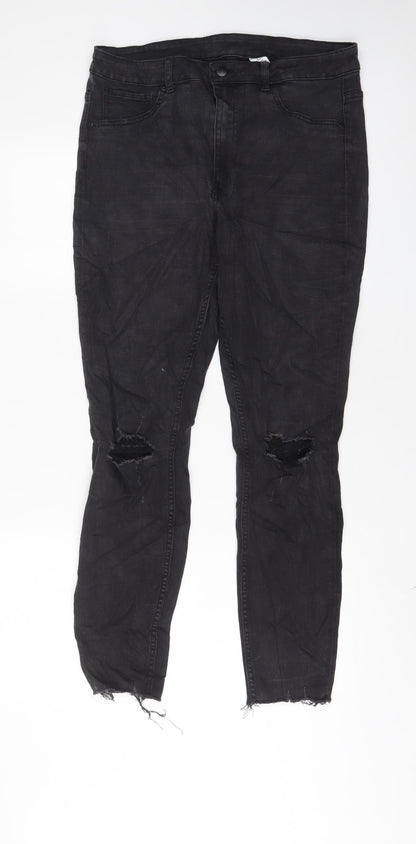 Womens UK Size 16 H&M Regular Fit Skinny Grey Jeans