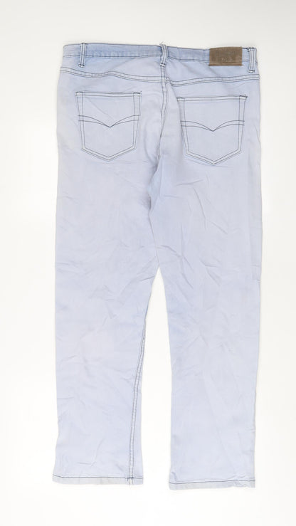 Cotton Traders Mens Blue Cotton Straight Jeans Size 34 in L29 in Regular Zip