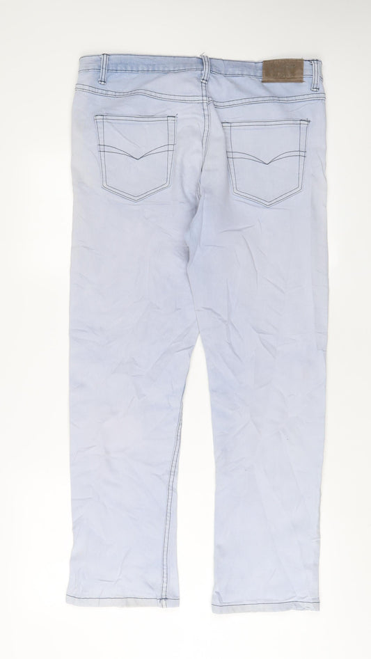Cotton Traders Mens Blue Cotton Straight Jeans Size 34 in L29 in Regular Zip