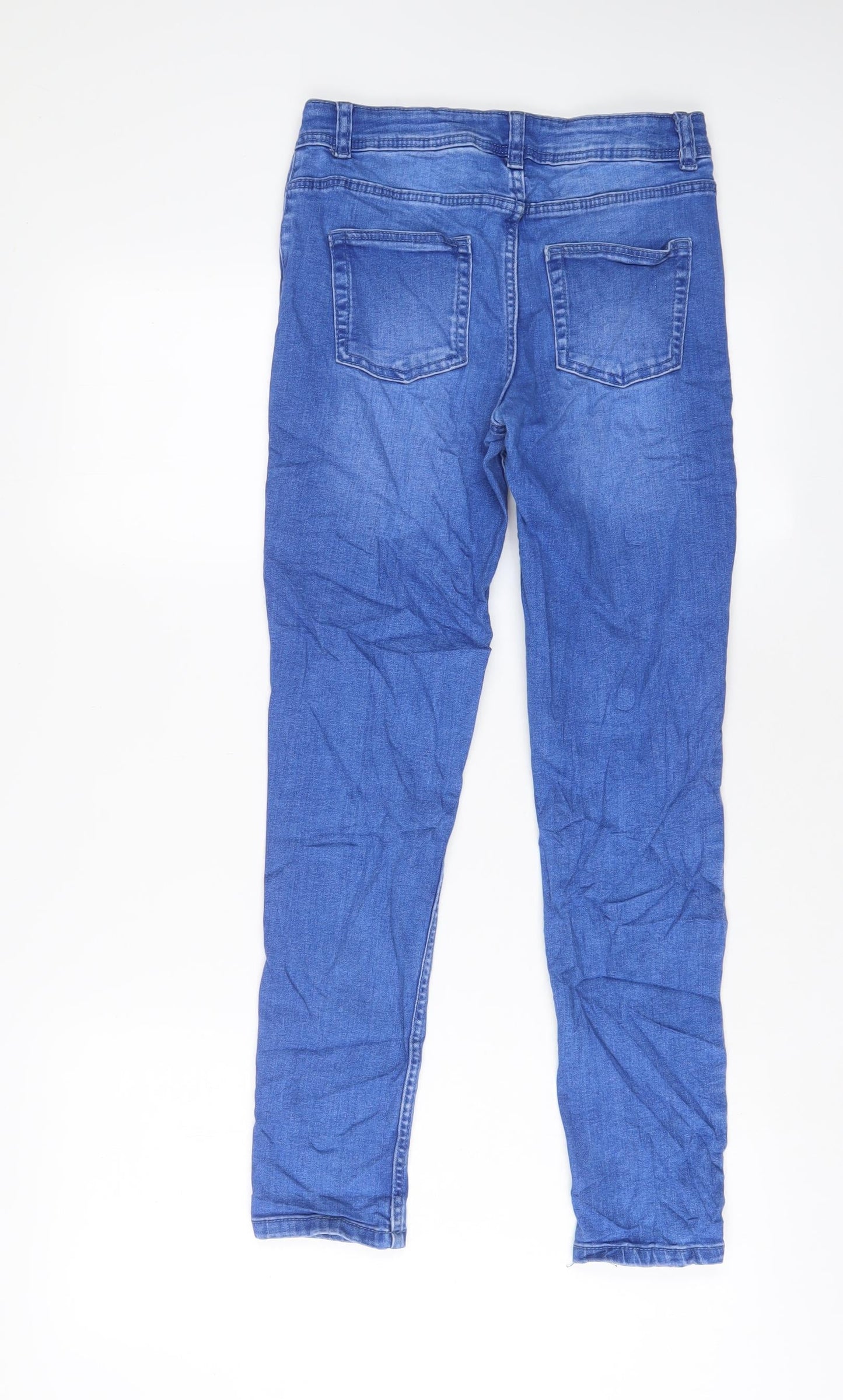 Denim & Co. Girls Blue Cotton Skinny Jeans Size 11-12 Years L26 in Regular Zip
