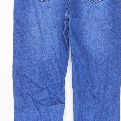 Denim & Co. Girls Blue Cotton Skinny Jeans Size 11-12 Years L26 in Regular Zip