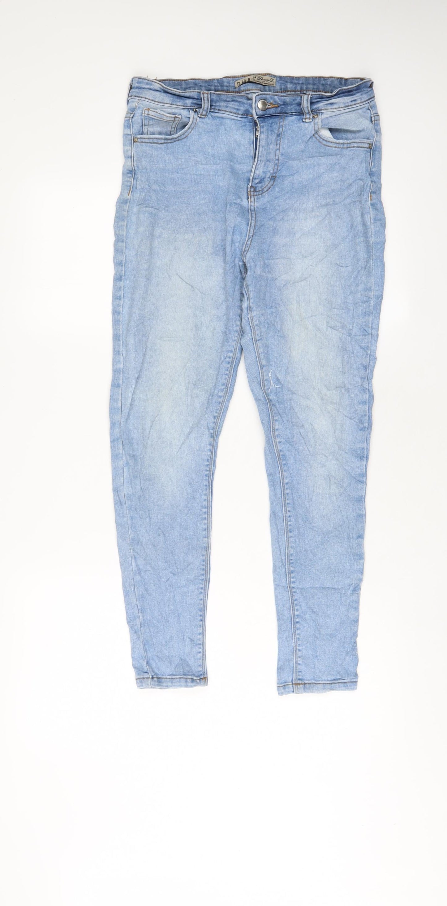 Denim & Co. Womens Blue Cotton Skinny Jeans Size 12 L26 in Regular Zip