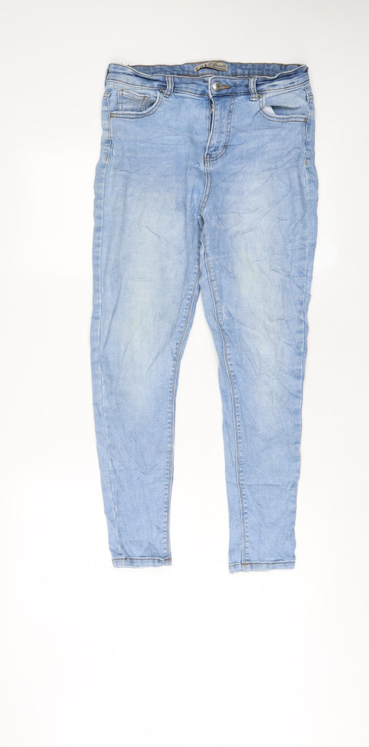 Denim & Co. Womens Blue Cotton Skinny Jeans Size 12 L26 in Regular Zip