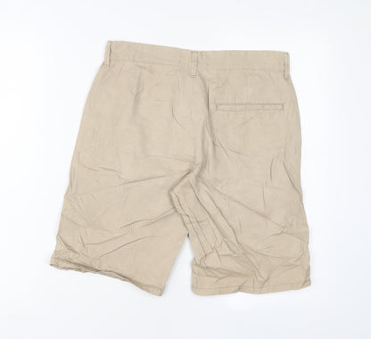 Denim & Co. Mens Beige Cotton Bermuda Shorts Size 30 in L10 in Regular Zip
