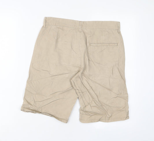 Denim & Co. Mens Beige Cotton Bermuda Shorts Size 30 in L10 in Regular Zip