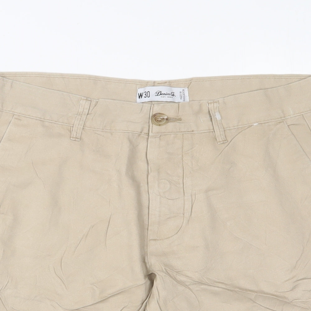 Denim & Co. Mens Beige Cotton Bermuda Shorts Size 30 in L10 in Regular Zip