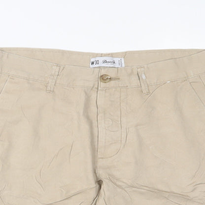 Denim & Co. Mens Beige Cotton Bermuda Shorts Size 30 in L10 in Regular Zip