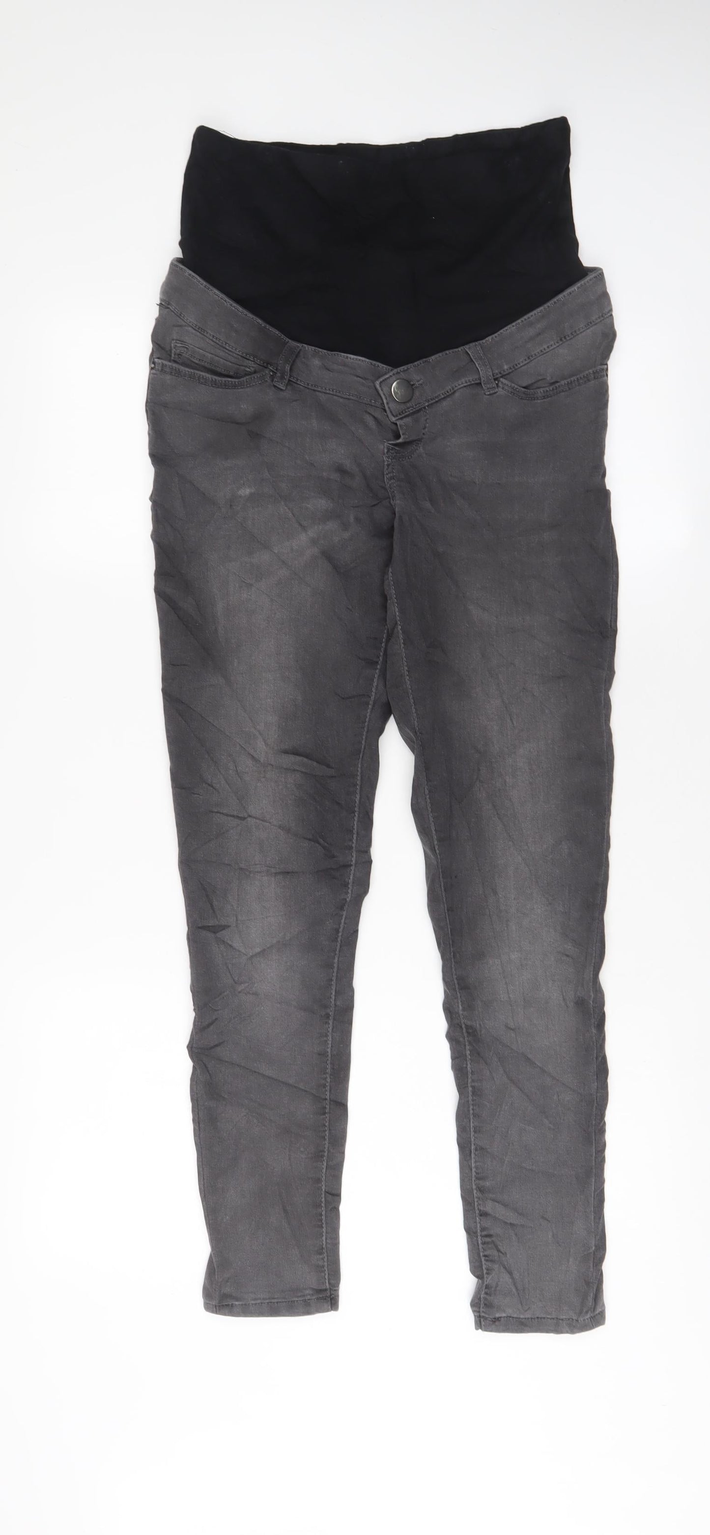 Blooming Marvellous Womens Grey Cotton Skinny Jeans Size 10 L29 in Regular Button