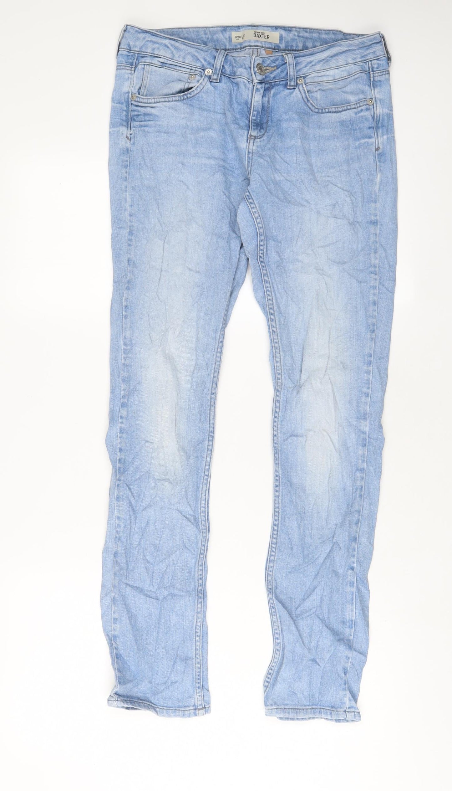 Topshop Womens Blue Cotton Skinny Jeans Size 28 in L30 in Regular Zip