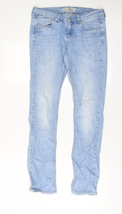 Topshop Womens Blue Cotton Skinny Jeans Size 28 in L30 in Regular Zip