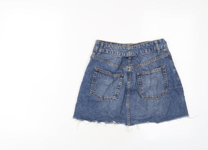 Topshp Womens Blue Cotton A-Line Skirt Size 24 in Button