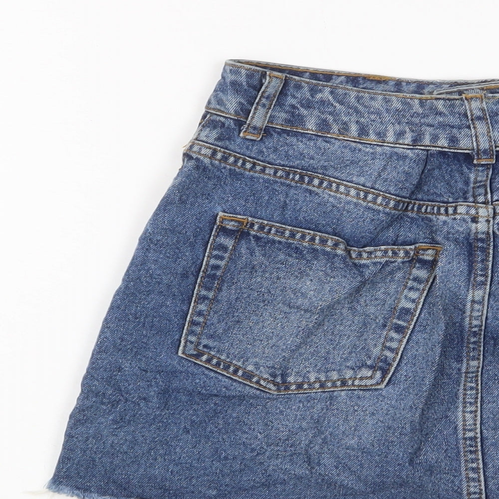 Topshp Womens Blue Cotton A-Line Skirt Size 24 in Button