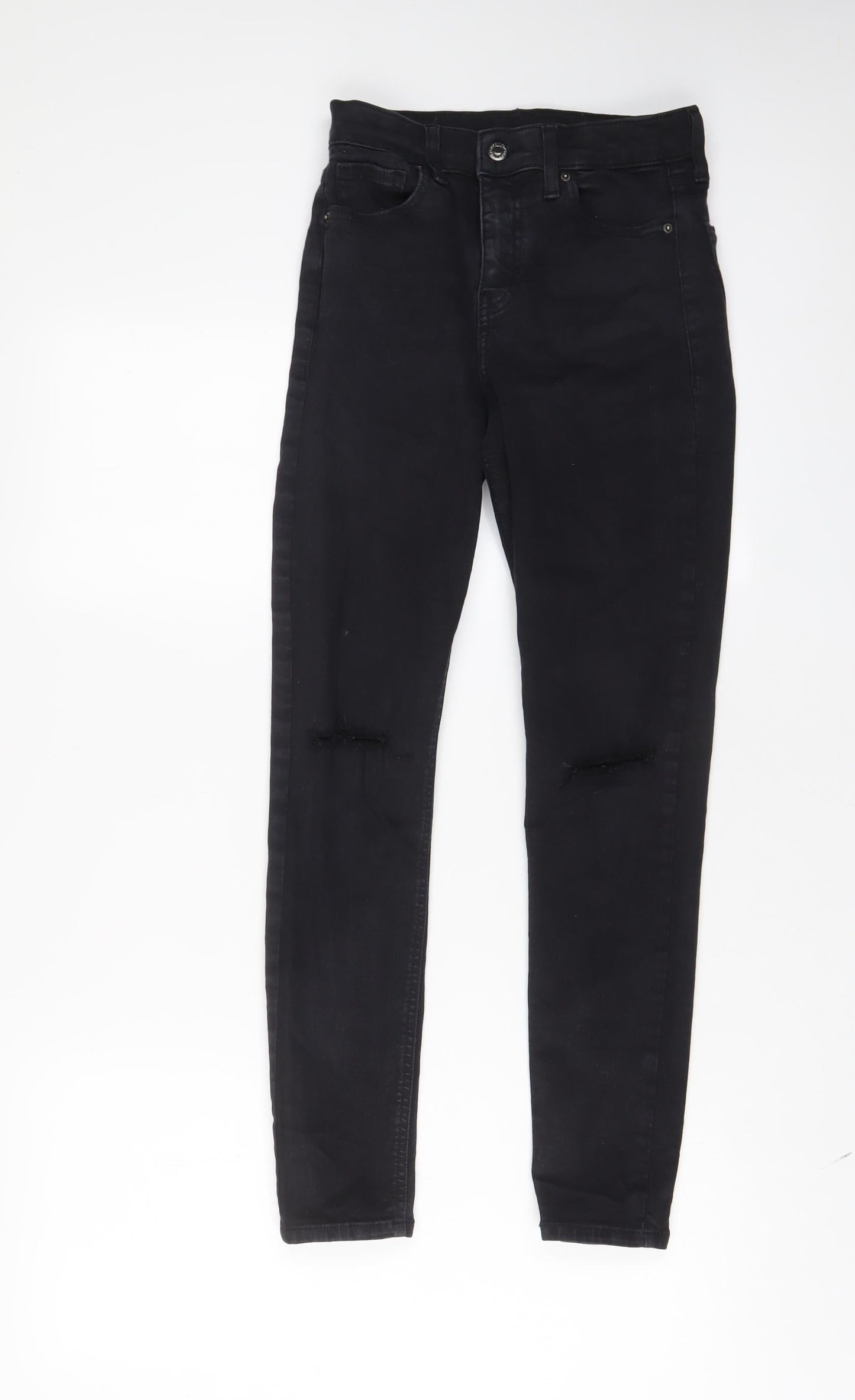Topshop Womens Black Cotton Skinny Jeans Size 26 in L32 in Regular Zip