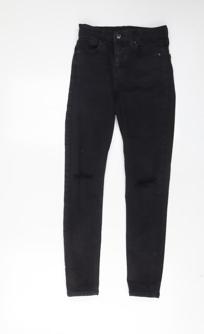 Topshop Womens Black Cotton Skinny Jeans Size 26 in L32 in Regular Zip