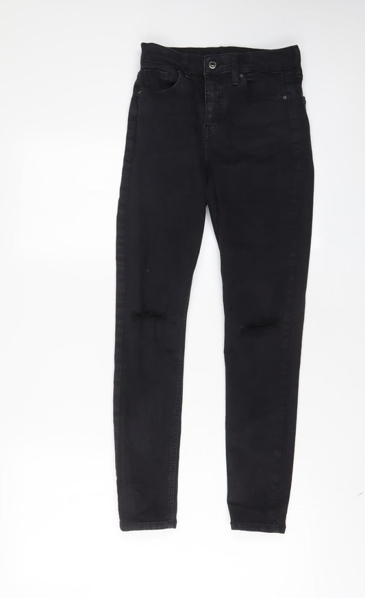 Topshop Womens Black Cotton Skinny Jeans Size 26 in L32 in Regular Zip