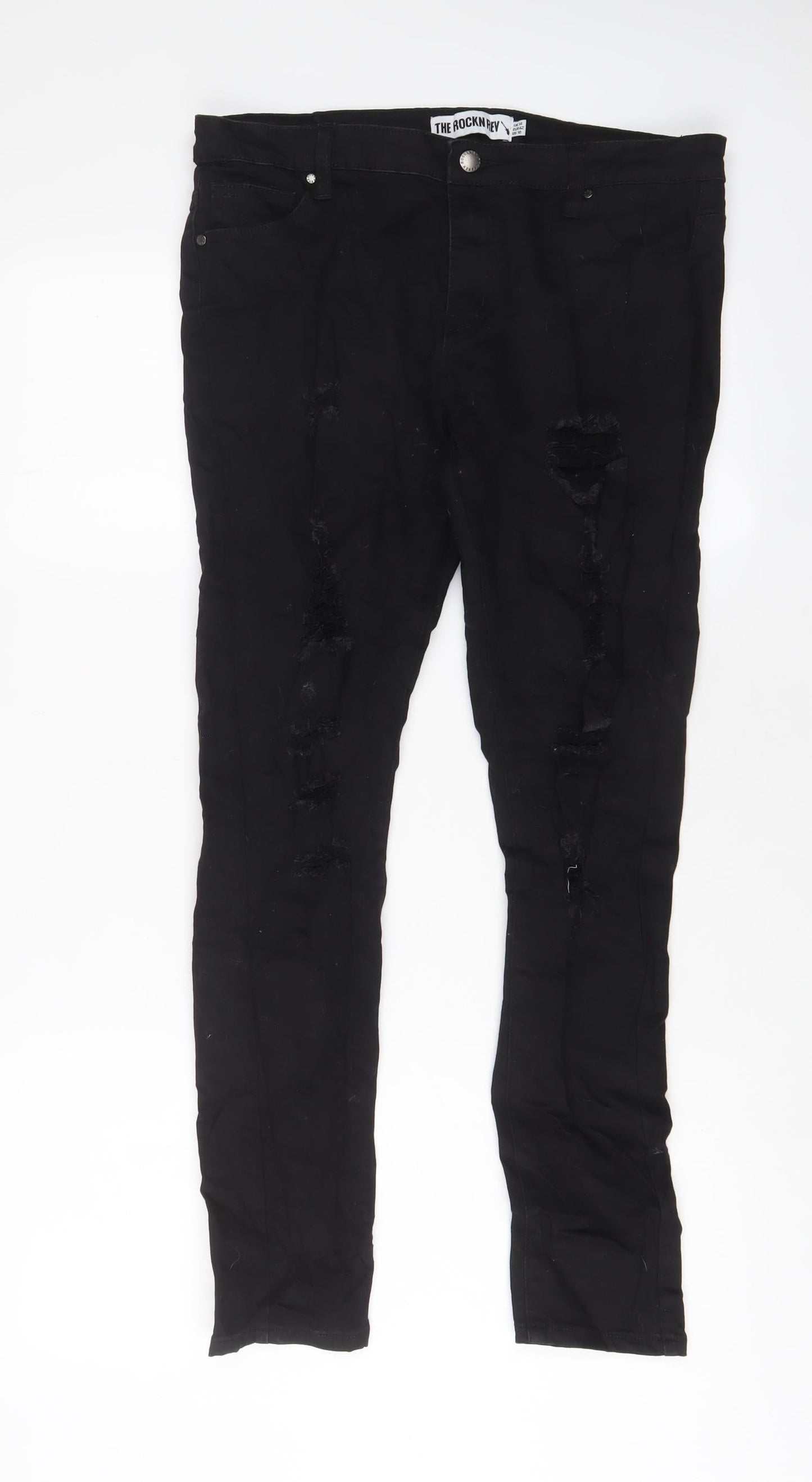 Womens UK Size 14 The Rockin Rev Regular Fit Skinny Black Jeans