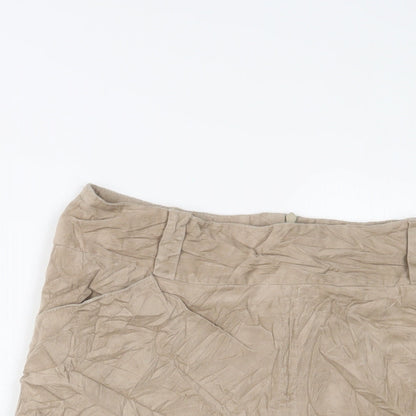 Principles Womens Beige Cotton A-Line Skirt Size 14 Zip - Pleated