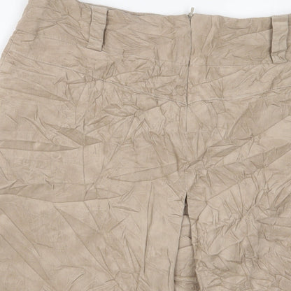 Principles Womens Beige Cotton A-Line Skirt Size 14 Zip - Pleated