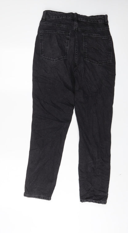 Zara Womens Black Cotton Tapered Jeans Size 8 L28 in Regular Zip
