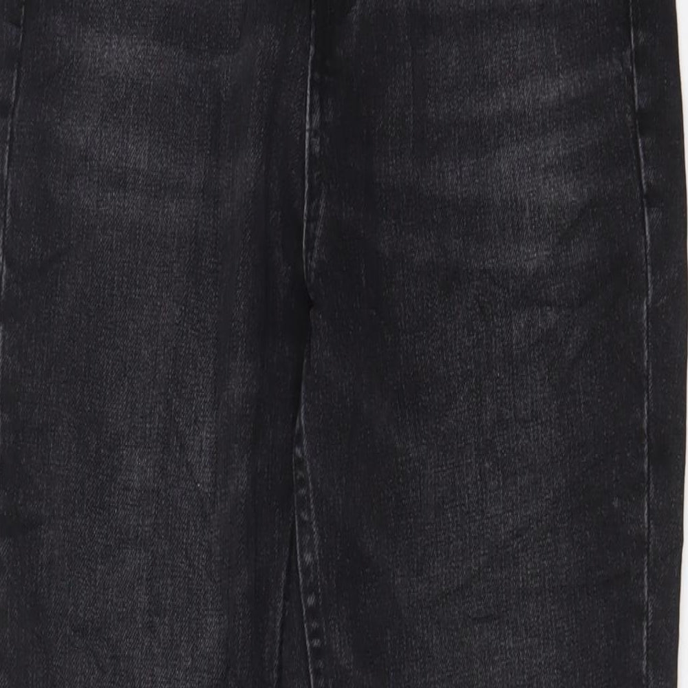 Zara Womens Black Cotton Tapered Jeans Size 8 L28 in Regular Zip