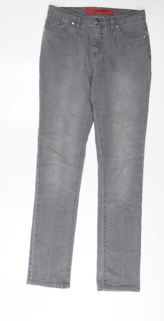 Per Una Womens Grey Cotton Skinny Jeans Size 12 L33 in Regular Zip